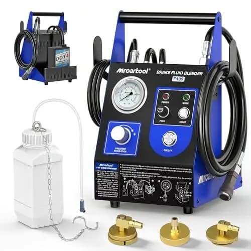 F109 Kit de purga de frenos eléctrica, 220 V, intercambiador de líquido de frenos, 0,7 – 2,5 bar, purgador de presión de freno al vacío, herramienta de extracción de fluidos neumáticos, para