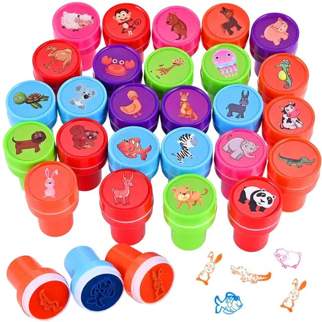 Faburo Sellos Infantiles 26 Pcs, Regalos Cumpleaños Niños Colegio y Detalles Cumpleaños Niños, Sellos Juguetes Niño y Niña 2 3 4 5 6 Años, Regalo Niño y Niña para Manualidades Niños sobre Papel