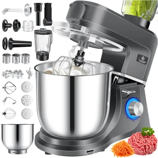 Kesser® 3 en 1 Robot de Cocina Universal K-KM 3000 con Picadora de Carne, Amasadora, Batidora Multifuncional de 5,5L con Tazón y 3 Utensilios para Mezclar, Centrifuga de 1,5L, Set de Accesorios