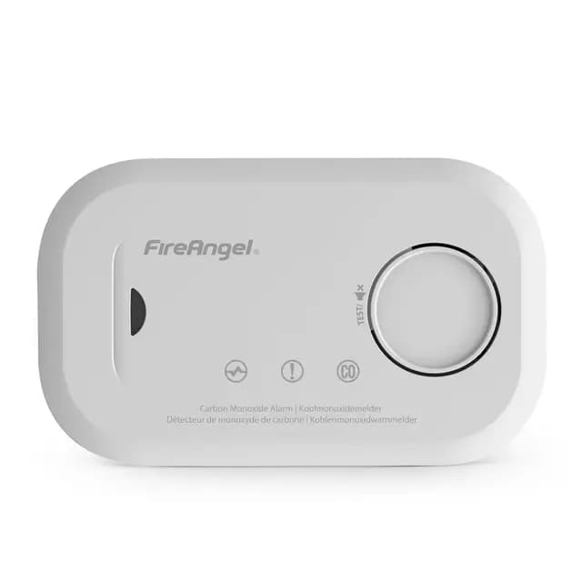 FireAngel FA6813 - Alarma y detector de monóxido de carbono - Sensor de 10 años de vida útil para el hogar con pilas AA - Detector de monóxido de carbono portátil de viaje - Monitor detector de CO con