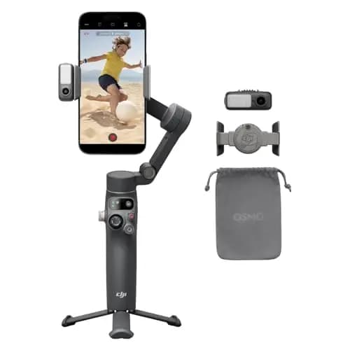 dji Osmo Mobile 7P Estabilizador para iPhone, Android, Seguimiento Nativo, Iluminación, Estabilizador para movil de 3 Ejes, Inicio rápido, Edición con un Toque, Brazo Extensible y trípode Integrados