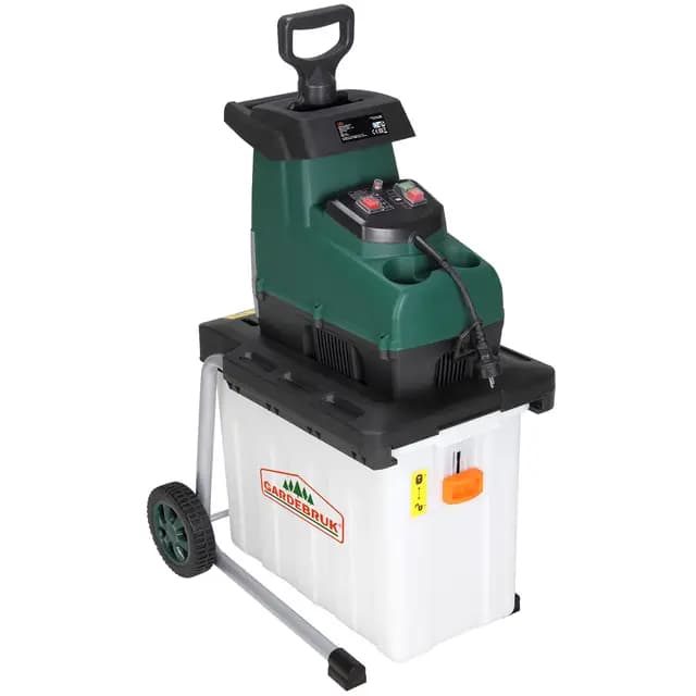 GARDEBRUK® Trituradora de Jardín Eléctrica, Tritura Ramas de 45mm, Hojas, Silenciosa, 3100W máx. Bolsa Recolección 60L, Residuos de Jardín, Herramienta Jardineria, Protección Sobrecarga