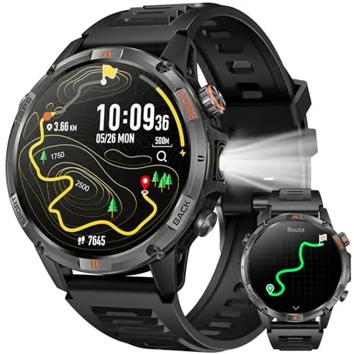 Reloj Inteligente Hombre con GPS Smartwatch: 1.46" Llamadas Bluetooth Reloj Deportivo con Brújula Linterna Led Podómetro Smart Watch 100+Modos Deporte con SpO2 Sueño Pulsera Actividad IOS Android