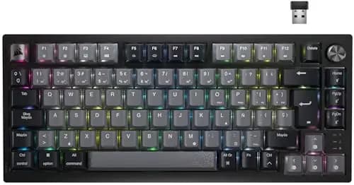 CORSAIR K65 PLUS WIRELESS 75% RGB Teclado Mecánico para Juegos Intercambiable en Caliente - Interruptores Lineales Rojos CORSAIR MLX Prelubricados - Insonorización - Teclados PBT - QWERTY ES - Negro