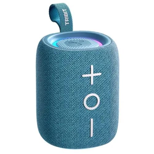 Tribit StormBox Mini+ Altavoz Bluetooth de 12 W, Sonido Envolvente de 360°, 12 Horas de duración, Bluetooth 5.4, IPX7, Luces RGB, EQ, Tipo C, Compatible con AAC/SBC, portátil para Exteriores y Viajes