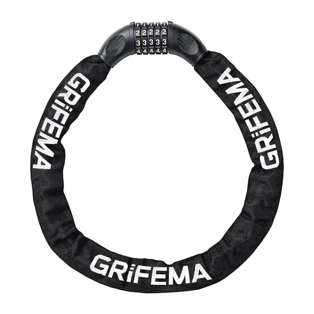 GRIFEMA, GAK1201-9 Candado de Bicicleta Antirrobo, Candado de Cadena con Combinación de 5 Dígitos para Bicicletas, Motos, Scooters, 90cm, Negro