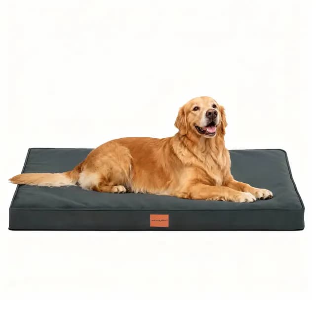 WAVVE Cama Perro Extra Grande Ortopédica 112x81x7.6 cm, Colchon Perro Desenfundable Impermeable Lavable Irrompible, Cama Can con Espuma De Caja De Huevos, Dog Bed XL, Gris