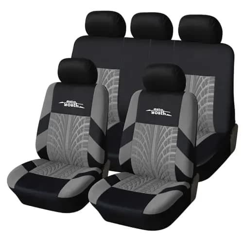 AUTOYOUTH Funda de Asiento de Coche Ajuste Universal Juego Completo de Fundas Protectoras para Asientos Coche Pistas de Neumáticos Accesorios de Asiento de Coche, Gris