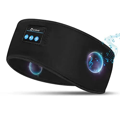 flintronic Auriculares para Dormir, Diadema Deportiva para Dormir, Antifaz para Dormir Auriculares Bluetooth, para Deportes, Musica, Correr, Viajar(Negro)