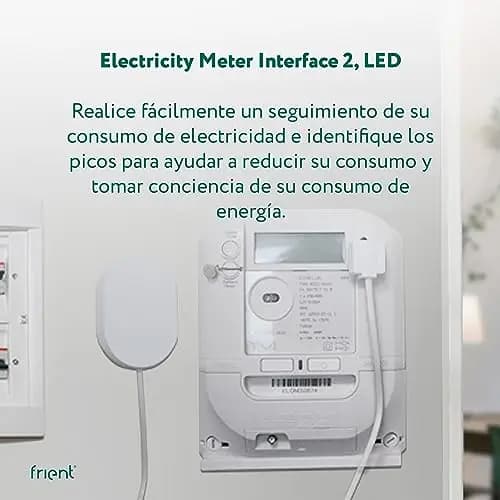 frient Interfaz de contador inteligente 2, LED | Monitorización del consumo de energía | Interfaz para contadores de electricidad con pulsos LED | Zigbee | Homey, Home Assistant y SmartThings