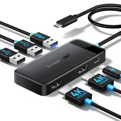 Lemorele Docking Station USB C - 6 en 1, Hub USB Dual Monitor con 2 HDMI 4K, 3 USB 3.0/2.0, PD 100W,Hub USB C/Docking Station for MacBook/DELL/Windows/HP/Surface – Imagen 1