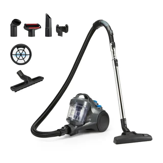Amazon Basics Aspirador sin Bolsa Cilíndrico 1.3L Compacto Ligero con Boquilla Triple Acción, Filtro HEPA, 850W, para Alfombras y Suelos Duros, Gris