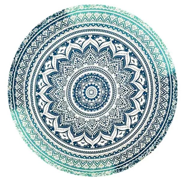Toalla de playa redonda bohemia manta de playa mandala redonda esterilla yoga meditación mantel picnic alfombra hecha a mano, 150 x 150 cm