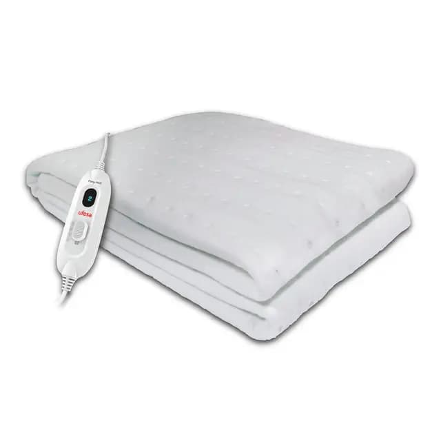 Ufesa Flexy Heat CIE Calientacamas Eléctrico Individual, 150x90cm, 60W, Reversible, 3 Niveles de Temperatura, Apagado Automático, Lavable, Manta Térmica, Calefacción de Cama, Blanco