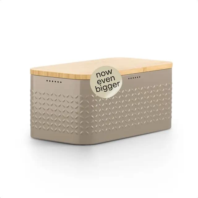 LARS NYSØM Panera I Recipiente para Pan con almohadillas antideslizantes I Caja de Pan con Tapa de bambú Adaptable como Tabla de Cortar | 34,5x18,5x15,8cm (Taupe Brown)