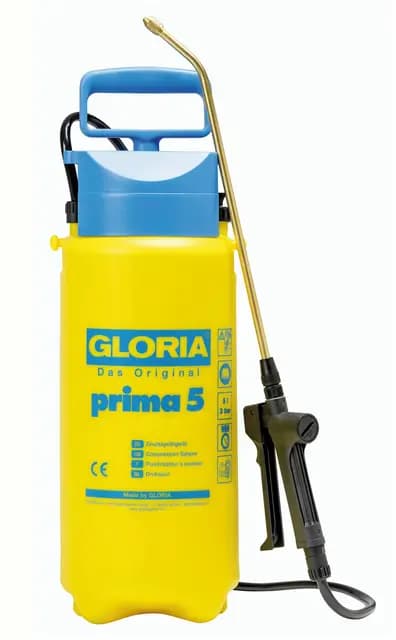 Gloria Pulverizador a presión Prima 5 | Pulverizador/rociador de jardín para la protección de Las Plantas | Capacidad de llenado 5 L | Boquilla de latón Regulable