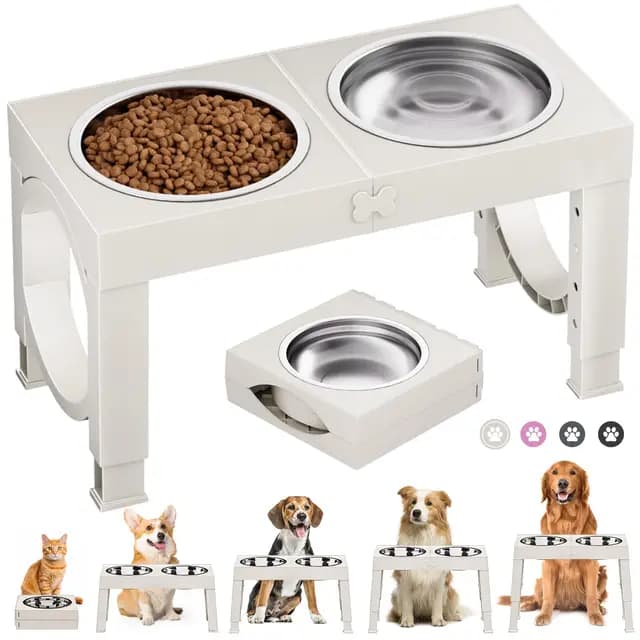 X XBEN Comedero Perro Elevado, Comedero Elevado de 5 Alturas Ajustables, 2X1,5L Comedero y Bebedero Perro, Comederos Elevados para Perros Pequeños, Medianos y Grandes, Plegable y Antideslizante – Imagen 1