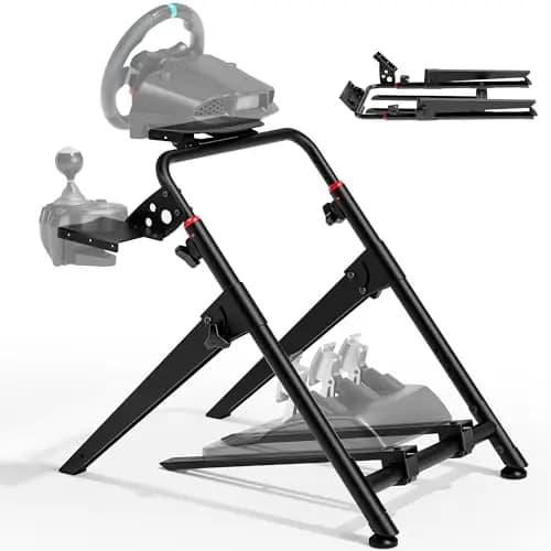 ARES WING Soporte para volantes compatible con Fanatec, Thrustmaster, Logitech, Moza – Cabina de SIM Racing plegable para volantes de juego – Soporte de volante inclinable para PS4, Xbox, PC