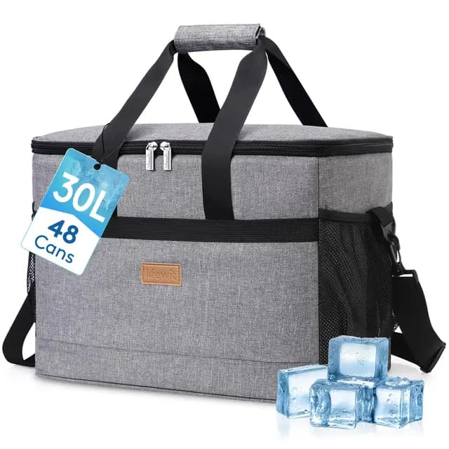 Lifewit Nevera Portatil 30L, Bolso Neveras Isotermica para Hombre, Grande Bolsas Termica Porta Alimentos, Cooler Bag Tela Plegable para Playa, Camping, Viaje, Trabajo, Picnic, Gris