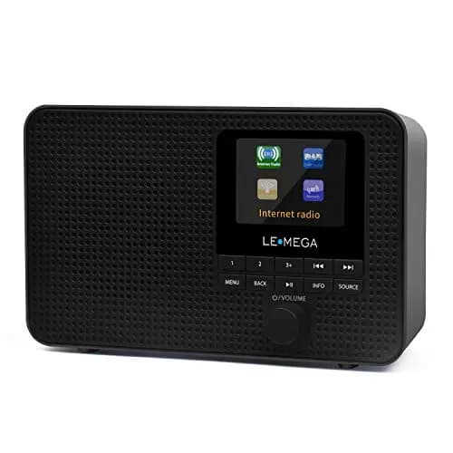 LEMEGA IR1 Radio por Internet WiFi portátil,Radio Digital Dab/Dab + /FM,Bluetooth,Reloj de Alarma Dual,60 preajustes,Salida de Auriculares,Pantalla a Color,baterías o alimentación de Red - Negro