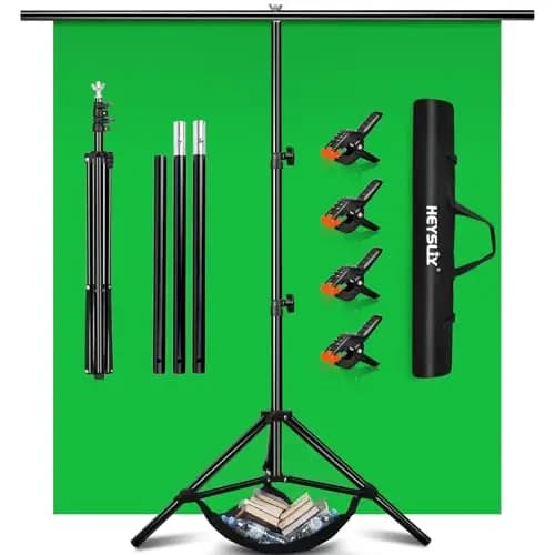 Telón de Fondo de Pantalla Verde con Kit de Soporte para Video, Zoom, 6.5 x 6.5 pies, Kit de Pantalla Verde Chromakey portátil con Soporte para transmisión, Juegos