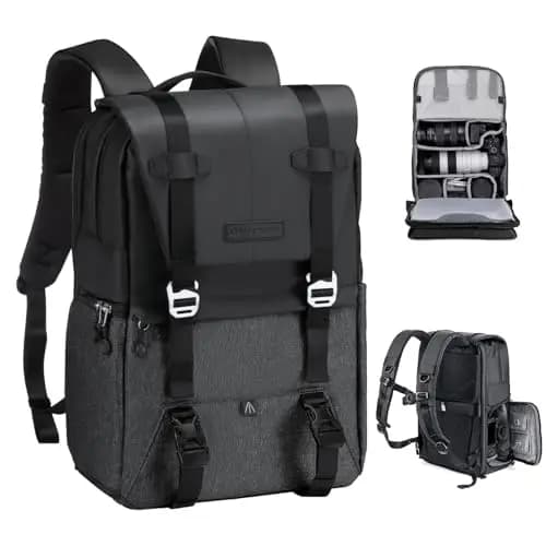 K&F CONCEPT Mochila para cámara, bolsas de cámara para fotógrafos, funda de cámara de gran capacidad con cubierta impermeable, compartimento para laptop de 15 a 15.6 pulgadas compatible con dron Canon