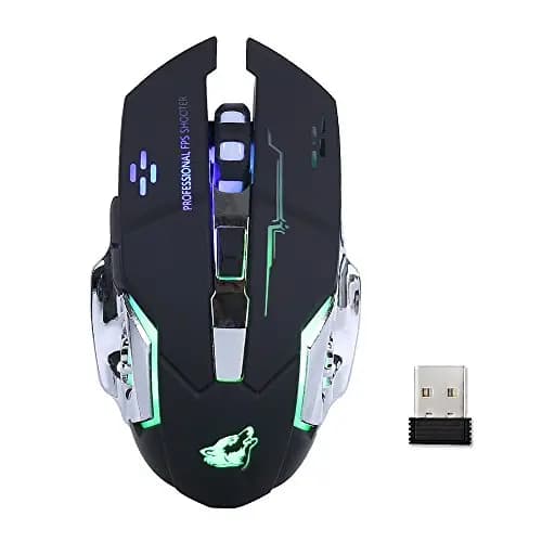 Ratón Inalámbrico para Juegos - con Silencio Clic, 3 dpi Ajustables - GM08 Negro