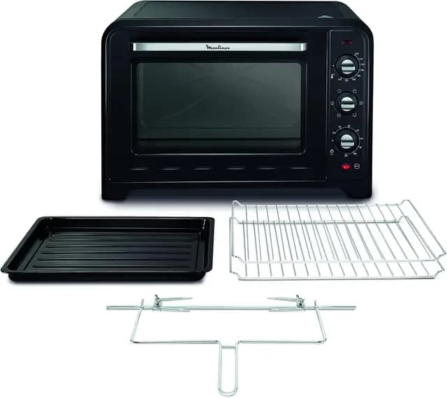 Moulinex Optimo OX495810 - Horno de Convección 60 L, 6 Modos de Cocción, Termostato hasta 240 y Temporizador hasta 120 Minutos, Bandeja de Horneado y Rejillas Reversibles, Diseño Compacto