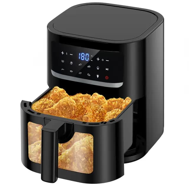 Freidora de Aire 7L | Freidora Aire con Ventana Observación, 9-in-1 Programas Freidora Sin Aceite Control Táctil Luz Incorporada, 1800W Air Fryer XL Temperatura máx 200℃ Cocina baja en Grasa y Aceite