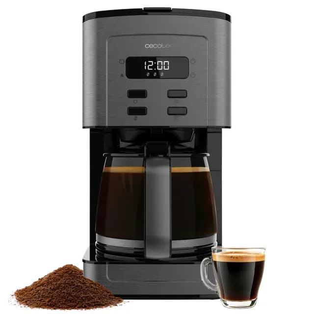 Cecotec Cafetera De Goteo Digital - 12 Tazas - Coffee 66 Time. 800W, Acabados Acero Inoxidable, Intensificador de Aroma, Jarra de Vidrio 1,3L, Programable, Conservación del Calor, Filtro y Cuchara – Imagen 1