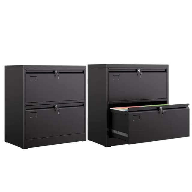 Armario de metal con 2 cajones, armario para archivadores con cerradura, armario para archivadores colgantes, armario de acero, armario de oficina, armario de cajones ancho, armario con