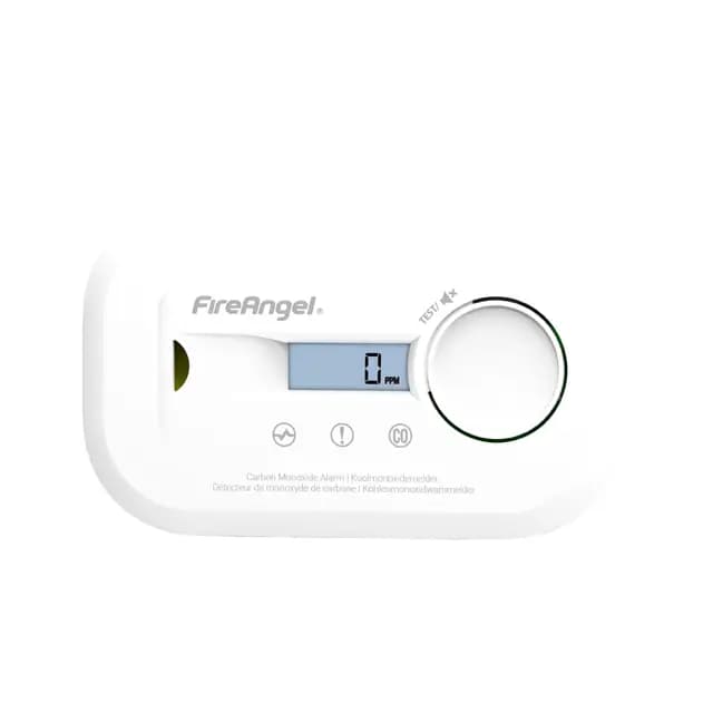 Fire Angel Detector de Monóxido de Carbono Digital con Pantalla LCD y Sensor de CO de 10 Años - Alarma de CO Portátil para Hogar, Vacaciones y Caravanas – FA6812