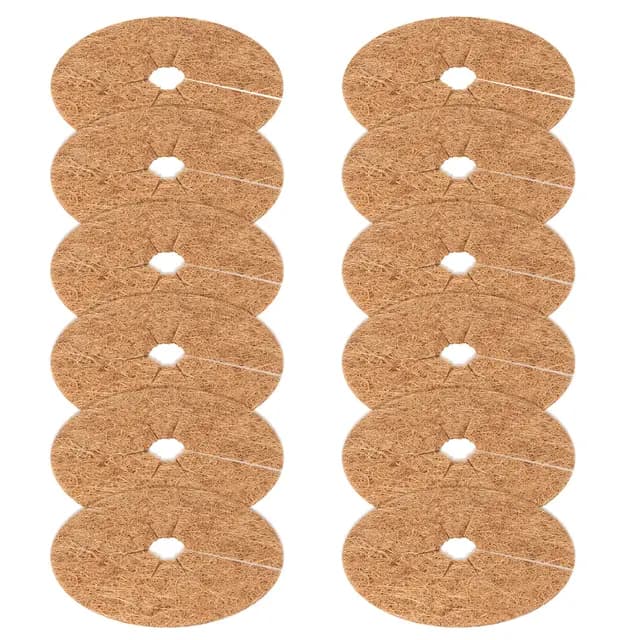 YiliYa 12 PCS Disco de Coco,20cm Estera de Coco protección,Disco De Mantillo De Coco,Disco de Protección de Plantas,Disco de Coco Protección de Plantas,Protección de Invierno para Plantas de Maceta – Imagen 1