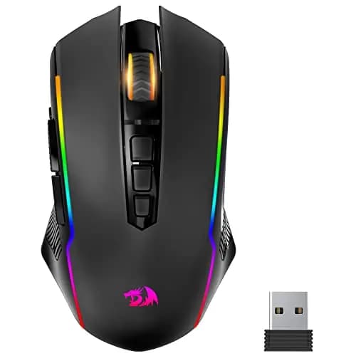 Redragon Gaming Mouse Wireless, Rechargeable PC Gaming Mice with 8000 dpi, RGB Backlit Programmable Ergonomic Wireless Gaming Mouse with Fire Button, 70Hrs for Windows, Mac Gamer,Black