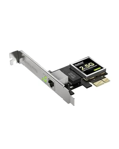 BrosTrend 2,5G Tarjeta de Red PC, PCIe Adaptador de Red con Perfil Bajo Extra, PCIe Gigabit Ethernet RJ45 Soporte Windows 11/10/8.1/8/7/XP/2000, Windows Server etc. NIC PCI Express Vida ÚTI Protección