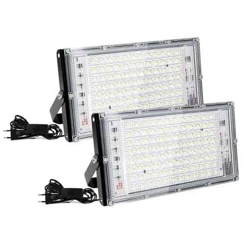Foco LED Fynokst Assen de 100 W, 2 focos, 6500 K, 10 000 LM, para Interiores, IP66, Resistente al Agua, Apto para Jardines, garajes y estadios Deportivos [Clase de eficiencia energética A]