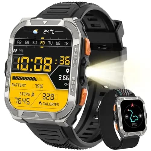 Blackview Reloj Inteligente Hombre Militar - GPS, Linterna, Brújula, AI, 1.91" Smartwatch Hombre con 100+ Modos Deportivos, Llamadas/Notificación, Pulsómetro/Oxímetro/Sueño, Pulsera Actividad, Negro