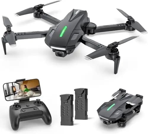 DEERC D70 Mini Drone con cámara HD 1080P para niños adultos, cuadricóptero RC plegable FPV para niños niñas con modo sin cabeza, Tap Fly, giros de 360°, control de voz y gestos, 2 baterías