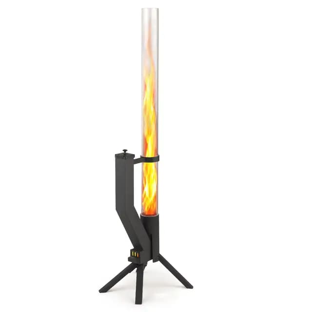 GARDENFLARE Brasero de Pellets Exterior — Chimenea de Terraza Acero Inoxidable Negro Mate, Antorcha de Pellets sin Humo, Llamas hasta 1 m, Fuego Ambiental Jardín y Terraza