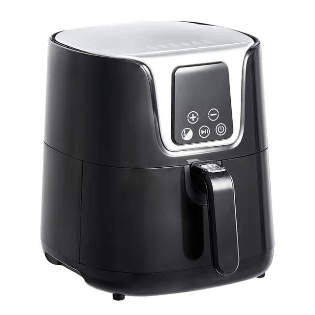 Amazon Basics Freidora de aire digital, compacta y multifuncional, Negro/Cromo, 4 l