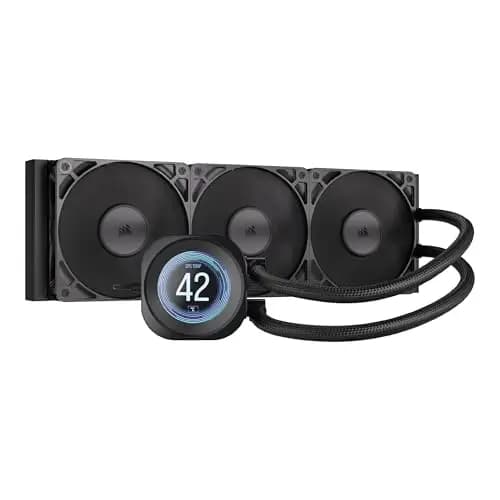 Corsair Nautilus 360 RS LCD Refrigeración líquida de CPU – Pantalla LCD IPS de 2,1",360mm AIO, Bajo Ruido, Daisy-Chain, Intel LGA 1851/1700, AMD AM5/AM4 – Incluye 3 Ventiladores RS120 – Negro