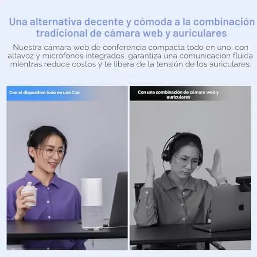 Nuroum C10 Webcam con Micrófono y Altavoz, Full HD Webcam 1080p 30fps, Cámara Web Portátil, 90° Gran Angular, Reducción de Ruido, USB A/C Plug&Play, Camara para videoconferencia/Zoom/Teams/Windows/Mac