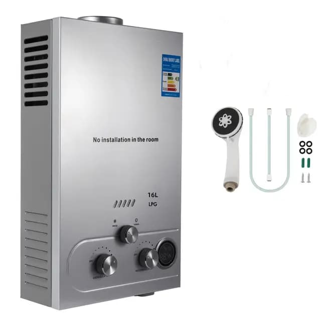 16L Calentador de Agua de Gas GLP Butano y Propano 32KW Calentador de Agua Calentador de Agua LPG Instantáneo Portátil,para Ducha Al Aire Libre,Baño,Camping