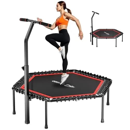 Trampolín de 50 Pulgadas para Adultos, Rebote Interiores y Exteriores con Marco Resistente, trampolín de Fitness elástic para Entrenamiento en casa y Ejercicios Deportivos, Carga máxima de 230 kg