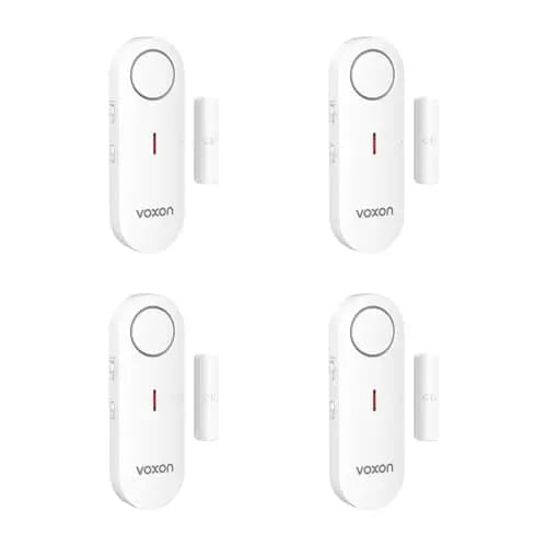 VOXON Sensores Puertas y Ventanas, Alarmas para Casa, Alarma Puerta y Timbre 2 en 1 con LED y Volumen de 3 Niveles, de Instalación Rápida, Sensor Puerta para Hogar, Oficina, Garaje, Tienda (4 PCS)