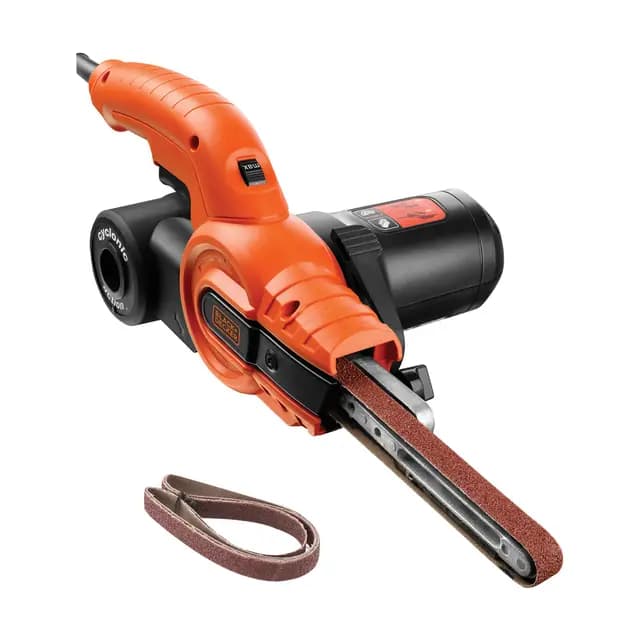 BLACK+DECKER lijadora de lima 350W de 13 mm con 3 bandas de lijado y sistema de recolección de polvo, KA900E-QS