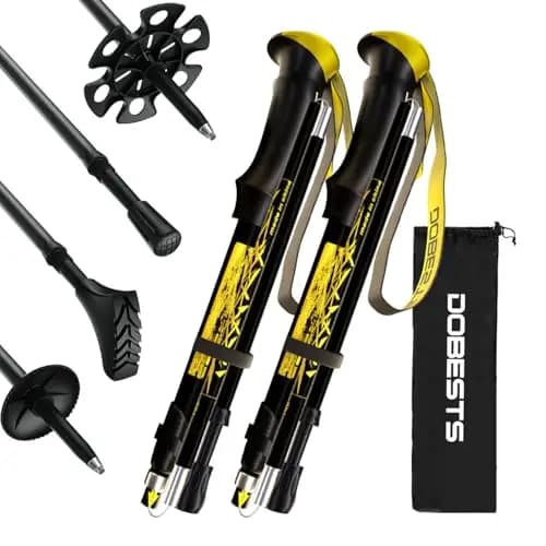 DOBESTS Bastones de Senderismo, Bastones Trekking Plegables 110-130cm Bastones Marcha Nordica de Aluminio, Palos Senderismo Bastones Trail Running