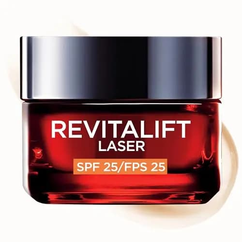 L'Oréal Paris Revitalift Laser SPF 25, Crema de Día Nº1 Anti-Edad Triple Acción, con Pro-Retinol, Ácido Hialurónico y Vitamina Cg, Reduce Arrugas, Reafirma y Reduce Manchas Oscuras, 50ml