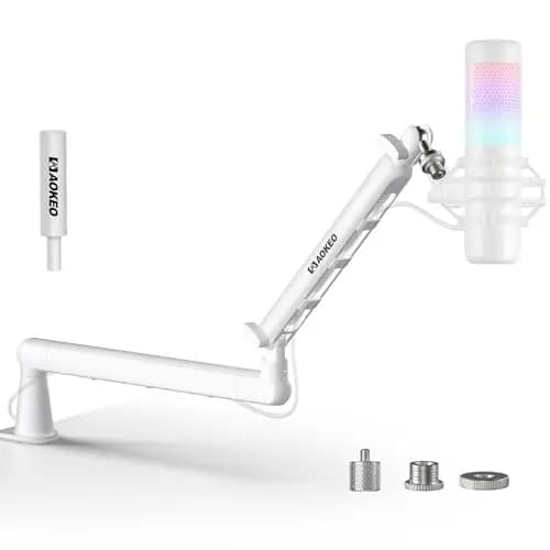 Aokeo AK-55 - Brazo de micrófono ajustable de perfil bajo, adecuado para Blue Yeti, Snowball iCE, HyperX QuadCast, SoloCast, Elgato Wave, etc