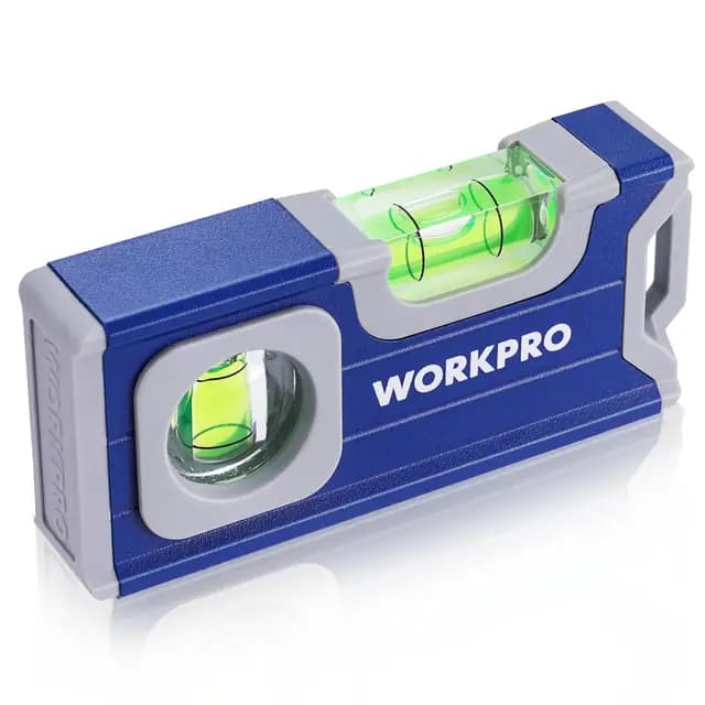 WORKPRO Nivel Burbuja Magnético de Bolsillo 115 mm, Medición Horizontal y Vertical 2 en 1